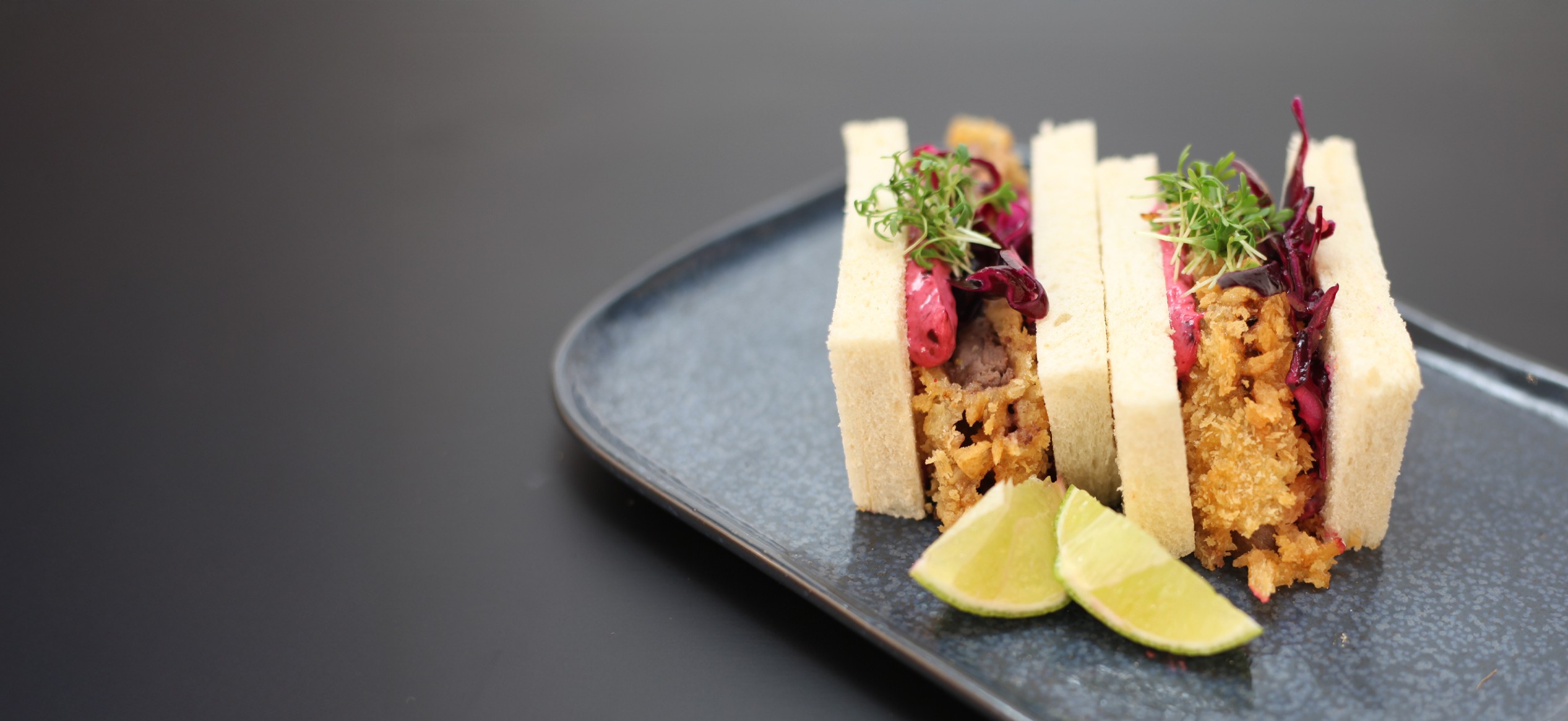 Katsu sandwich with black currant cream and raw marinated cabbage Shannon Campbell 1b